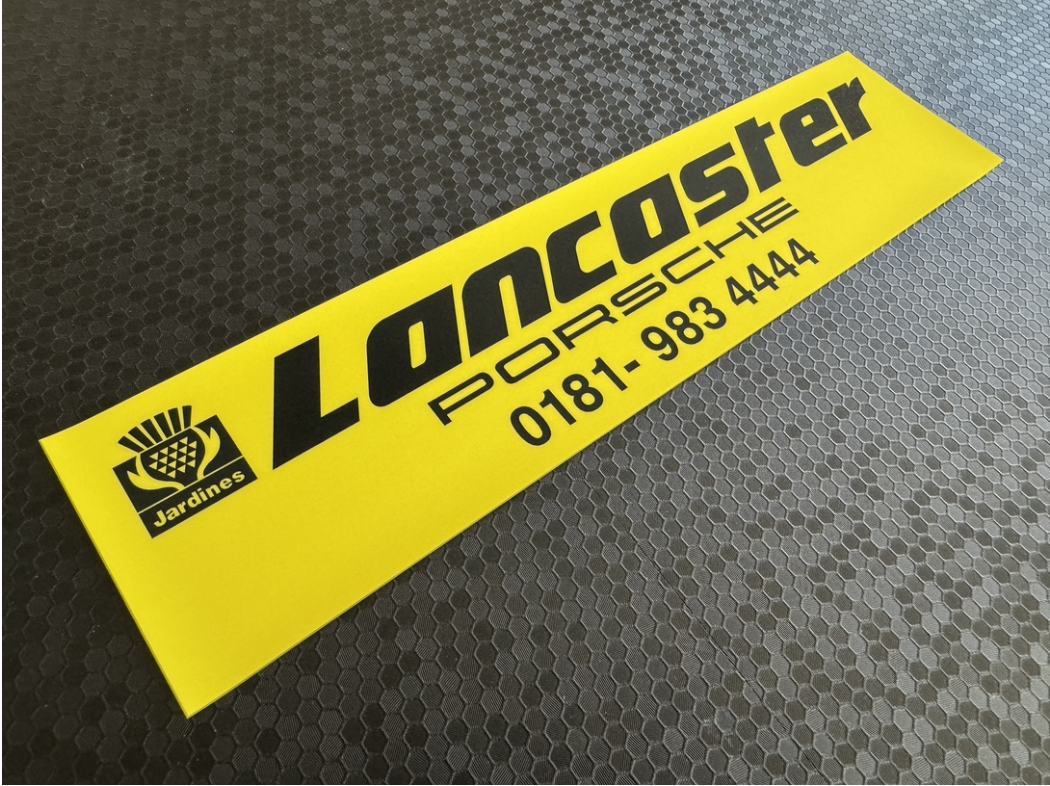 Lancaster - Porsche - London - Dealer Sticker / DMB Graphics Ltd