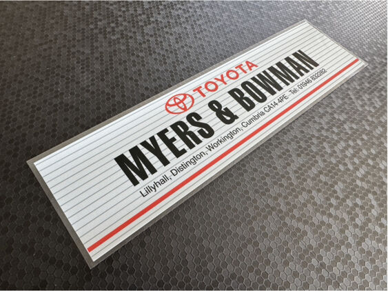 Myers & Bowman - Workington Cumbria - Toyota - Dealer Sticker