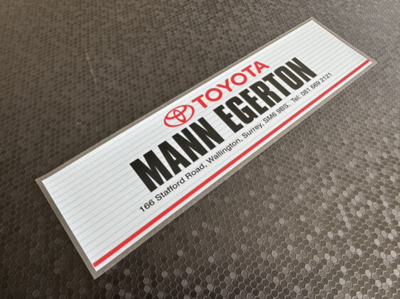 Mann Egerton - Toyota - Wallington Surrey - Dealer Sticker