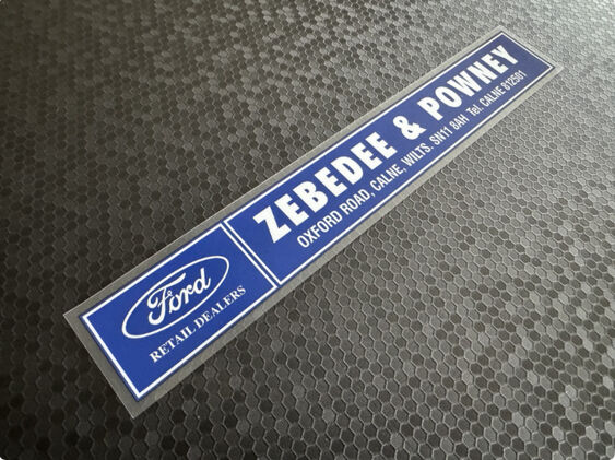 Zebedee and Powney - Calne Wiltshire - Ford - Dealer Sticker