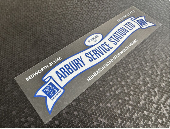 Arbury Service Station - Peugeot - Bedworth Warwickshire - Dealer Sticker
