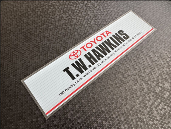 T W Hawkins - Toyota - Epsom Surrey - Dealer Sticker