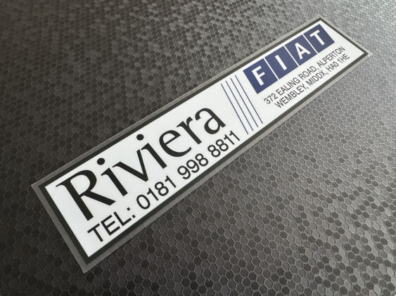 Riviera - Fiat - Wembley London - Dealer Sticker
