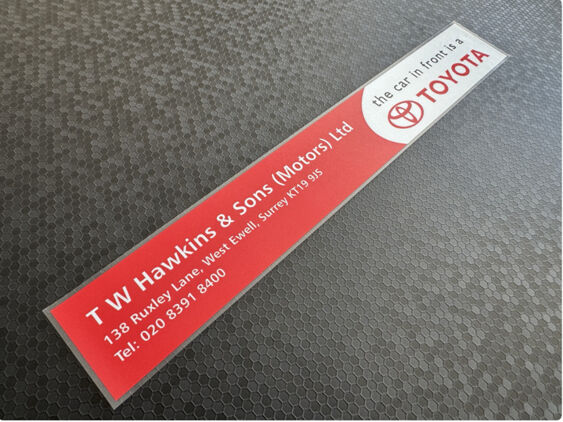 T W Hawkins - Toyota - Epsom Surrey - Dealer Sticker - V2