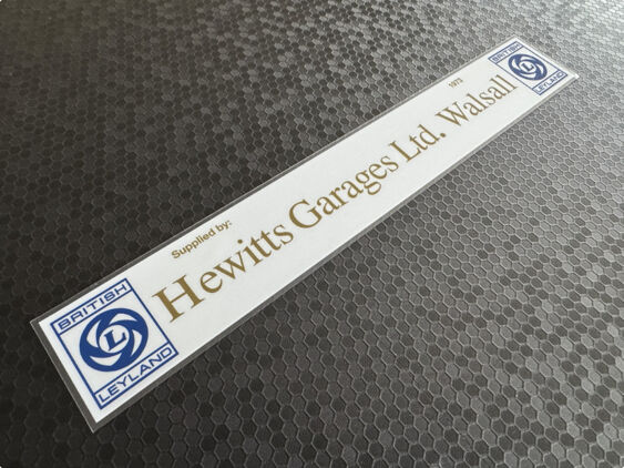 Hewitts of Walsall - British Leyland - Dealer Sticker