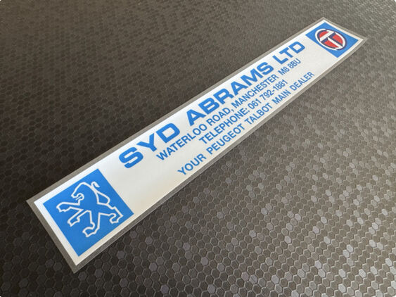 Syd Abrams Ltd - Manchester - Peugeot Talbot - Dealer Sticker