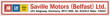 Saville Motors Belfast Vauxhall dealer sticker 360x52mm