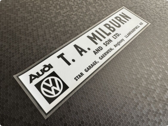 T A Milburn - VW Audi - Anglesey - Dealer Sticker