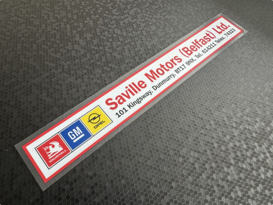 Saville Motors - Belfast - Vauxhall Opel - Dealer Sticker