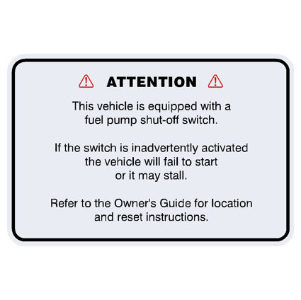 Escort Mk5/6 Fuel Pump Shut Off Decal