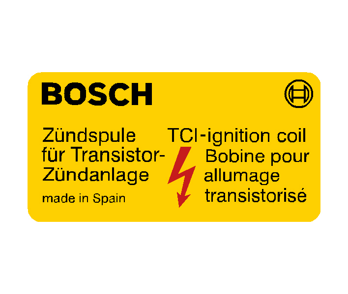Bosch Coil Decal Yellow Made in Spain / DMB Graphics Ltd