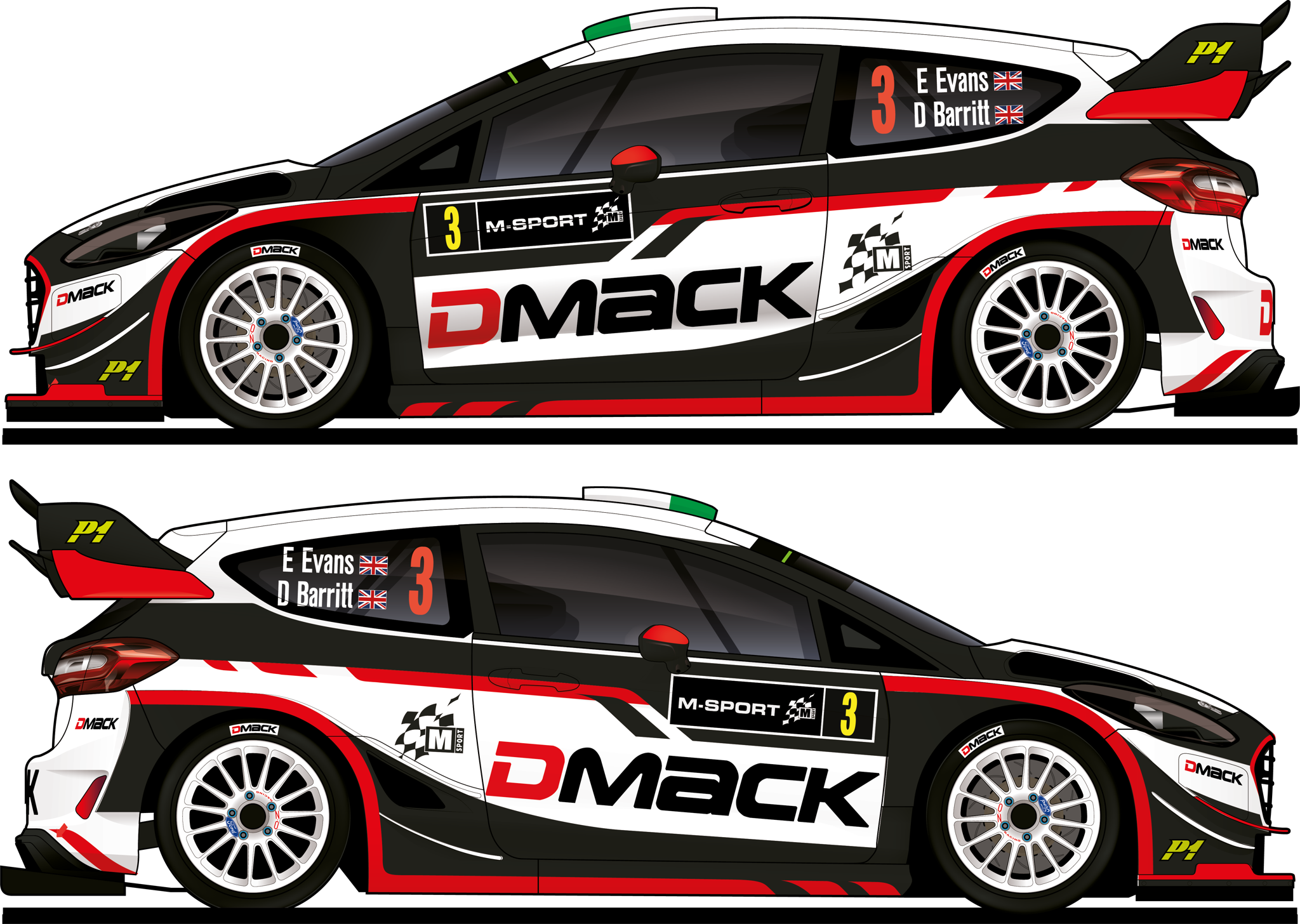 M Sport Ford WRC Fiesta Car Silhouette Stickers 2017 Elfyn Evans