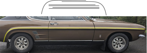 Capri Mk1 Triple Stripe kit for Sides ONLY
