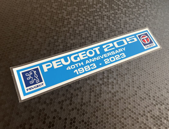 Peugeot 205 40th Anniversary - Dealer Style Sticker
