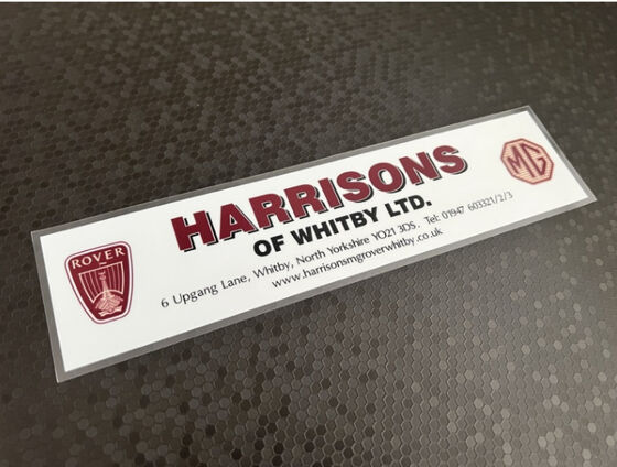 Harrisons of Whitby - North Yorkshire - MG Rover - Dealer Sticker