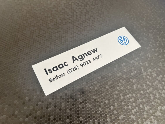 Isaac Agnew - Belfast - VW - Dealer Sticker