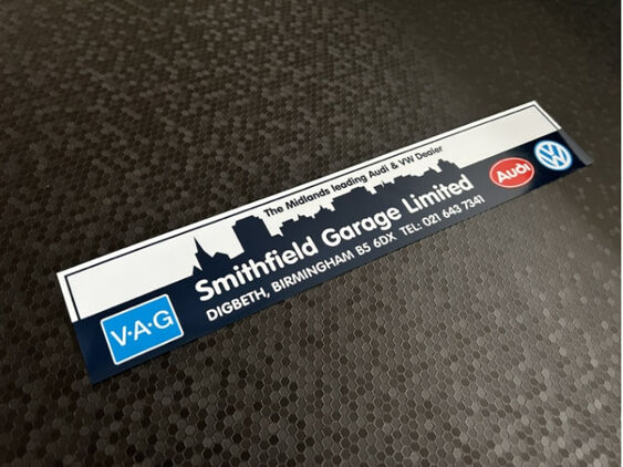 Smithfield Garage Limited - Digbeth Birmingham - VW Audi - Dealer Sticker