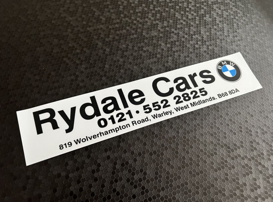 Rydale Cars - Oldbury - BMW - Dealer Sticker