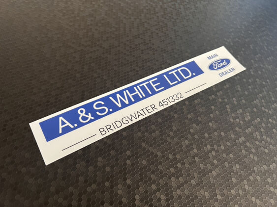 A & S White - Bridgwater - Ford - Dealer Sticker
