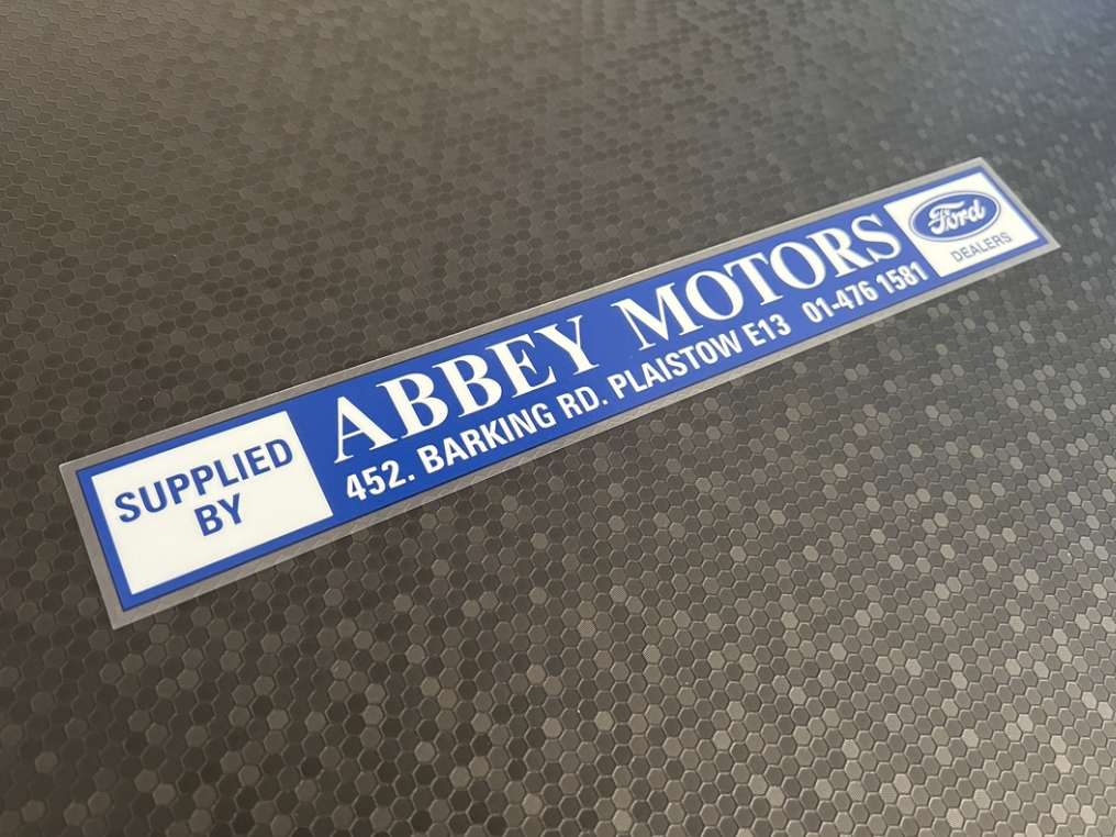 Abbey Motors Plaistow London Ford Dealer Sticker