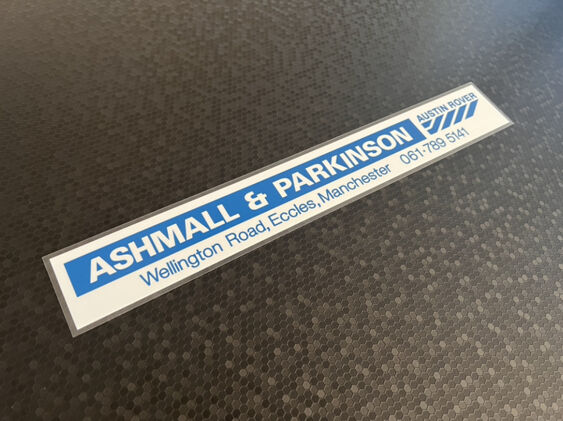 Ashmall & Parkinson - Austin Rover - Dealer Sticker