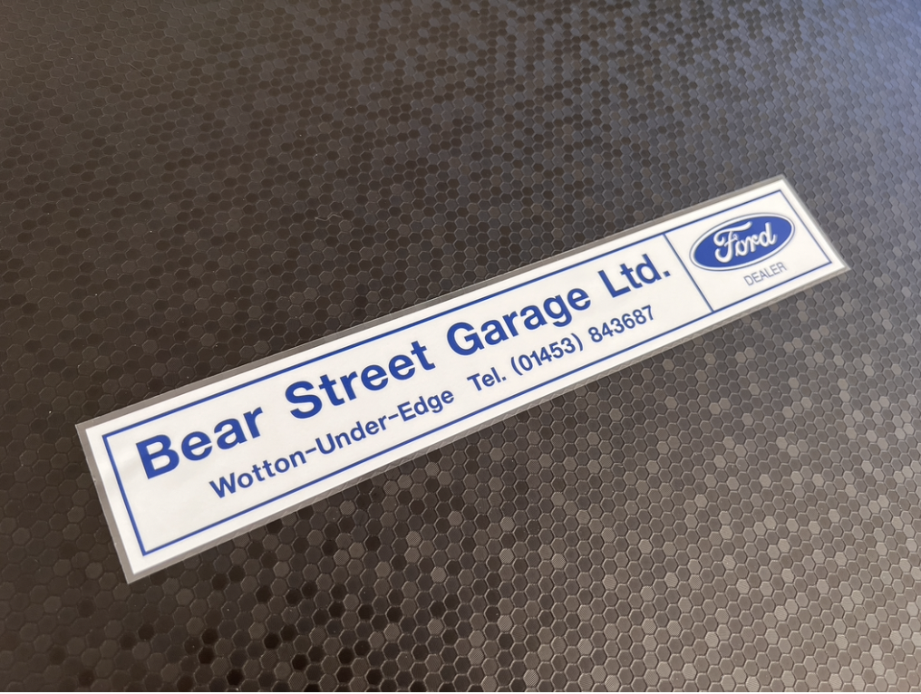 Bear Street Garage Ford Wotton under Edge Dealer Sticker