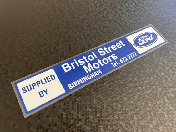 Bristol Street Motors - Ford - Birmingham - Blue Decal - Dealer Sticker