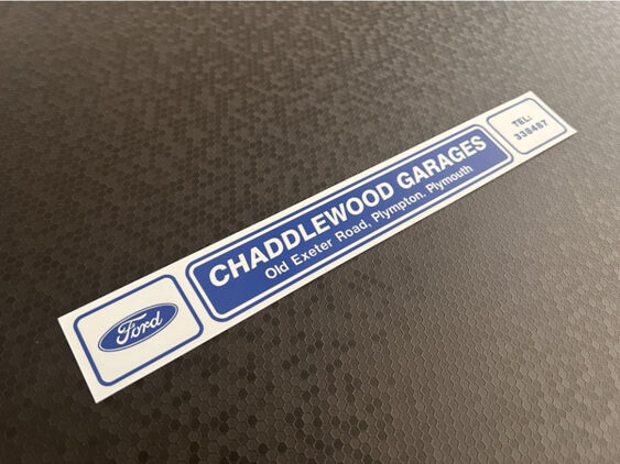 Chaddlewood Garages - Plymouth - Ford - Dealer Sticker