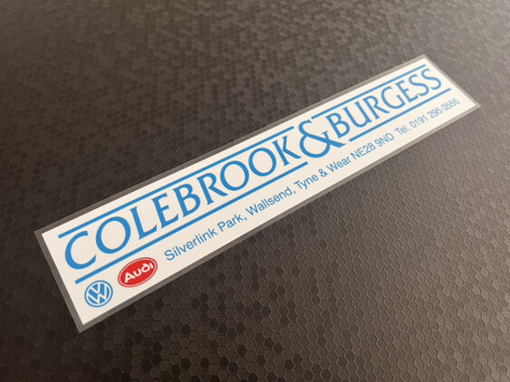 Colebrook & Burgess - Wallsend - VW Audi - Dealer Sticker
