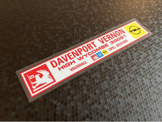Davenport Vernon - High Wycombe - Vauxhall Opel - Dealer Sticker
