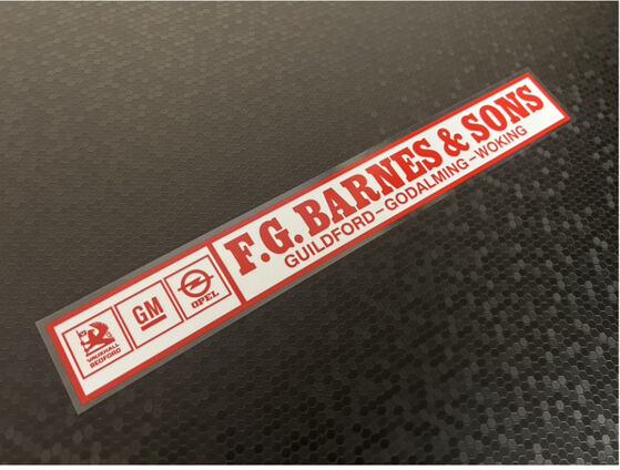 F G Barnes - Guildford Godalming Woking - Vauxhall Opel - Dealer Sticker