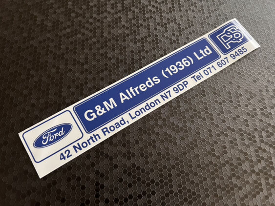G & M Alfreds - North London - Ford - Dealer Sticker