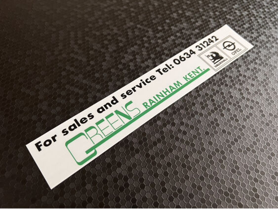 Greens - Rainham Kent - Vauxhall - Dealer Sticker