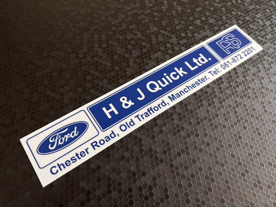 H & J Quick - Old Trafford Manchester - Ford - Dealer Sticker