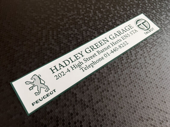 Hadley Green Garage - Barnet - Peugeot Talbot - Dealer Sticker