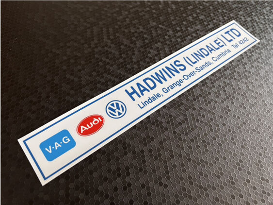 Hadwins Lindale - Grange over Sands Cumbria - VW Audi - Dealer Sticker