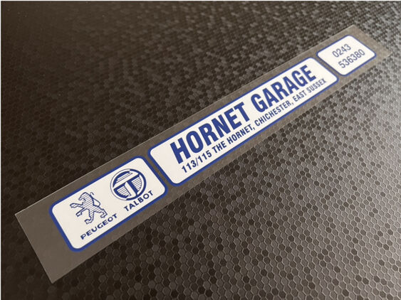 Hornet Garage - Chichester - Peugeot Talbot - Dealer Sticker