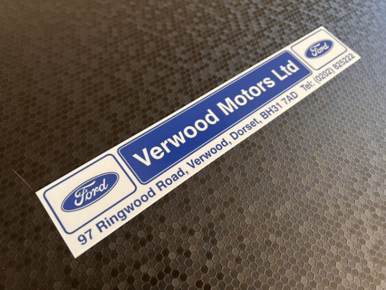 Verwood Motors - Dorset - Ford - Dealer Sticker