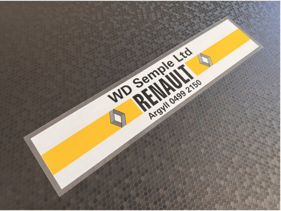 W D Semple - Argyll - Renault - Dealer Sticker