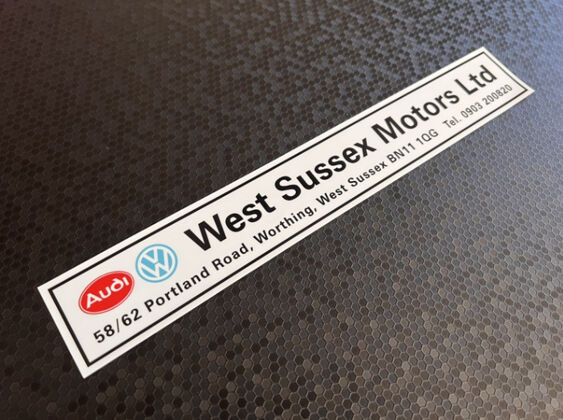 West Sussex Motors - Worthing - VW Audi - Dealer Sticker