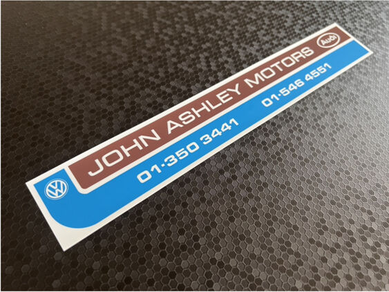 John Ashley Motors - London - VW Audi - Dealer Sticker
