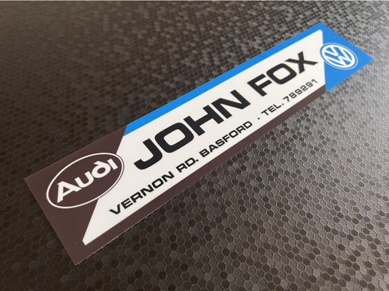 John Fox - Nottingham - VW Audi - Dealer Sticker