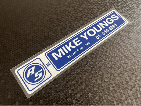 Mike Youngs - Ilford - Ford RS - Dealer Sticker