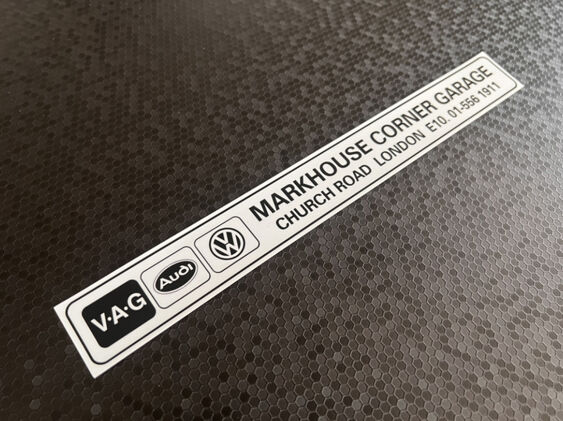 Markhouse Corner Garage - London E10 - VW Audi - Dealer Sticker