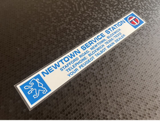 Newtown Service Station - Bloxwich - Peugeot Talbot - Dealer Sticker