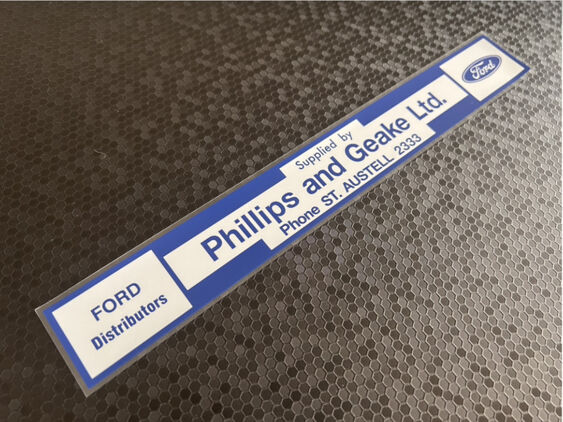 Phillips and Geake - St Austell Cornwall - Ford - Dealer Sticker