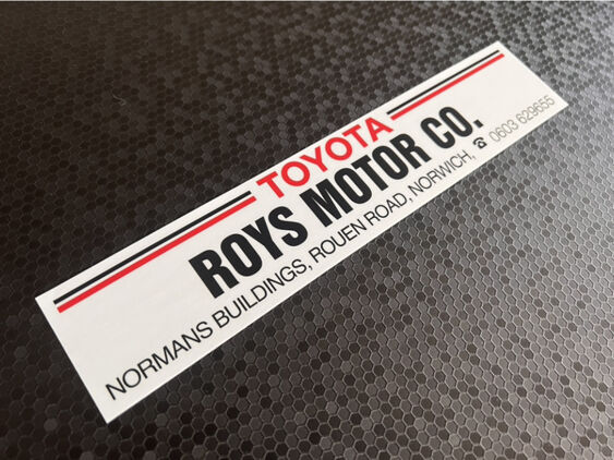 Roys Motor Company - Norwich - Toyota - Dealer Sticker