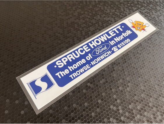 Spruce Howlett - Norwich Norfolk - Ford - Dealer Sticker - V2