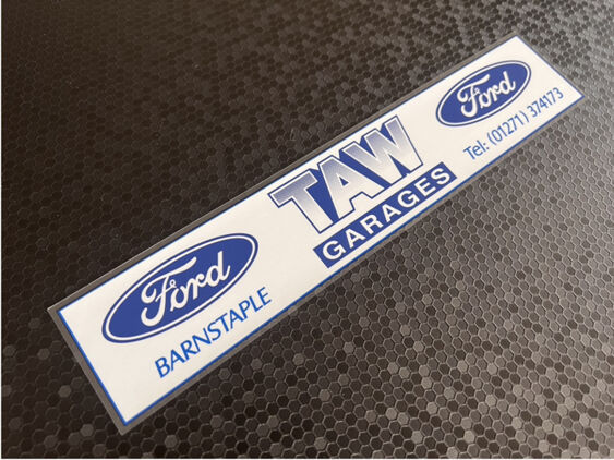 Taw Garages - Barnstaple Devon - Ford - White - Dealer Sticker