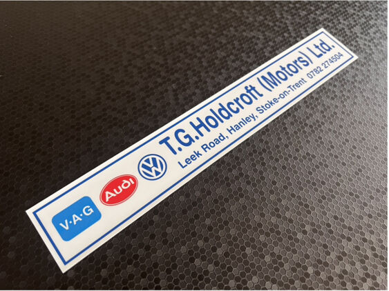 T G Holdcroft - Stoke on Trent - VW Audi - Dealer Sticker